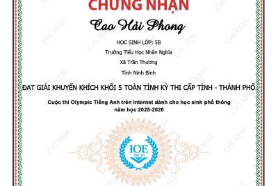 VINH DANH HỌC SINH ĐẠT GIẢI VIOLYMPIC TIẾNG ANH (IOE) CẤP TỈNH/ THÀNH PHỐ